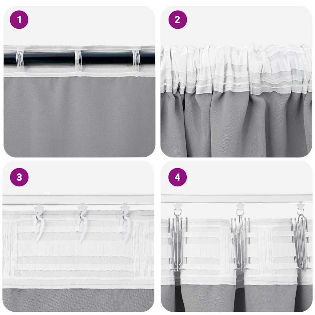 Tende Blackout con Anelli 2 pcs Grigio chiaro 260 x 140 cm | homemem39