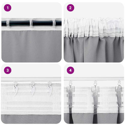 Tende Blackout con Anelli 2 pcs Grigio chiaro 260 x 140 cm | homemem39