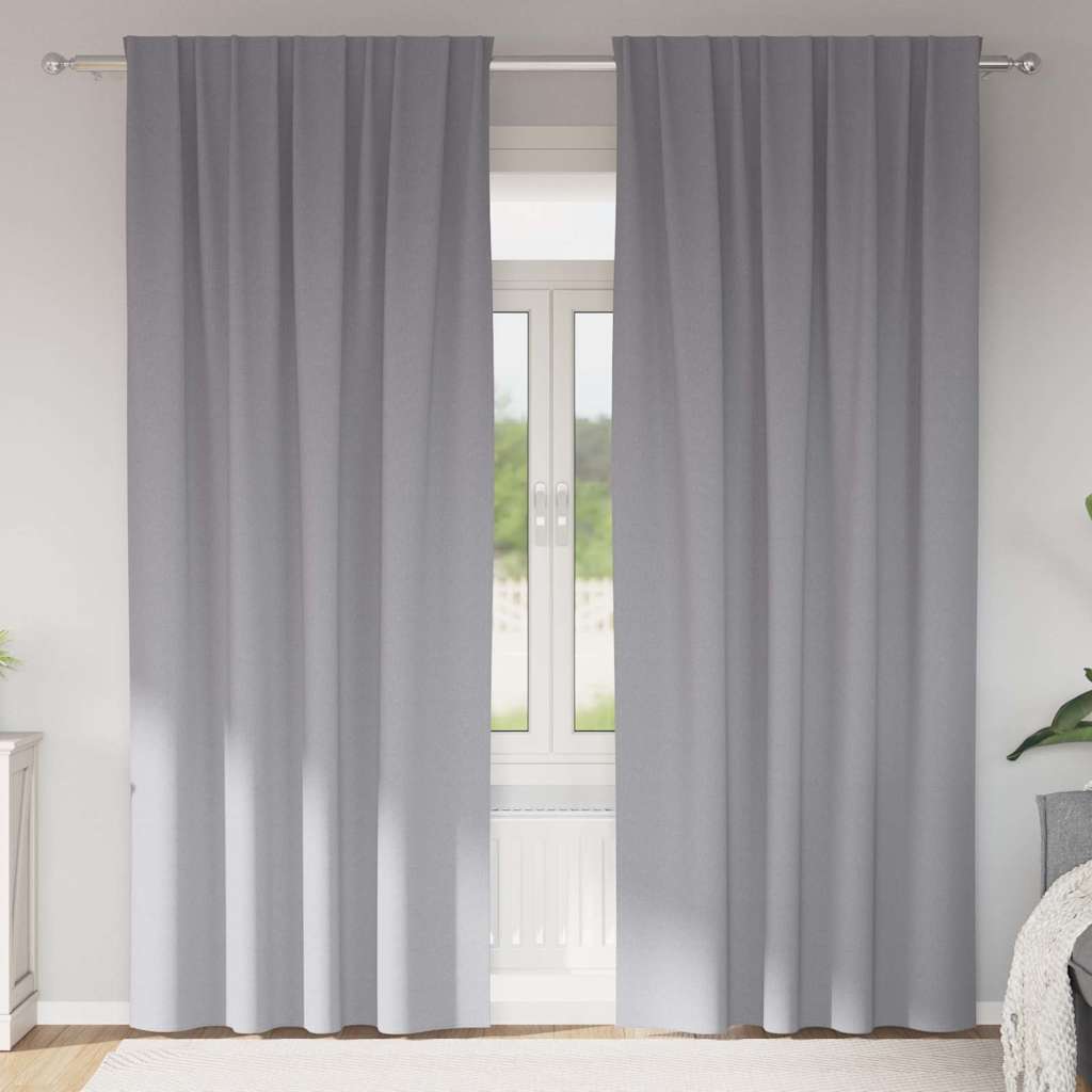 Tende Blackout con Anelli 2 pcs Grigio chiaro 260 x 140 cm | homemem39