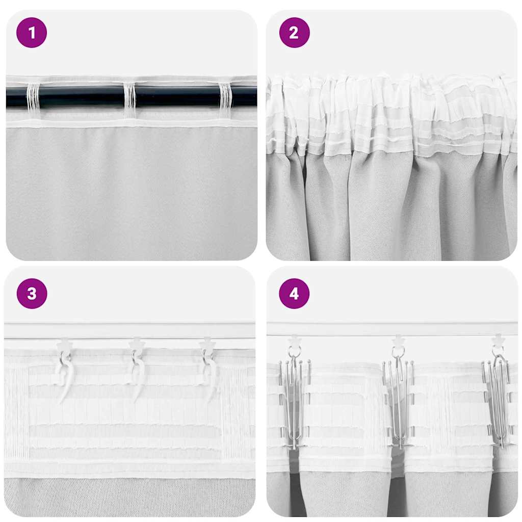 Tende Blackout con Anelli 2 pcs Grigio Chiaro 140 x 140 cm | homemem39