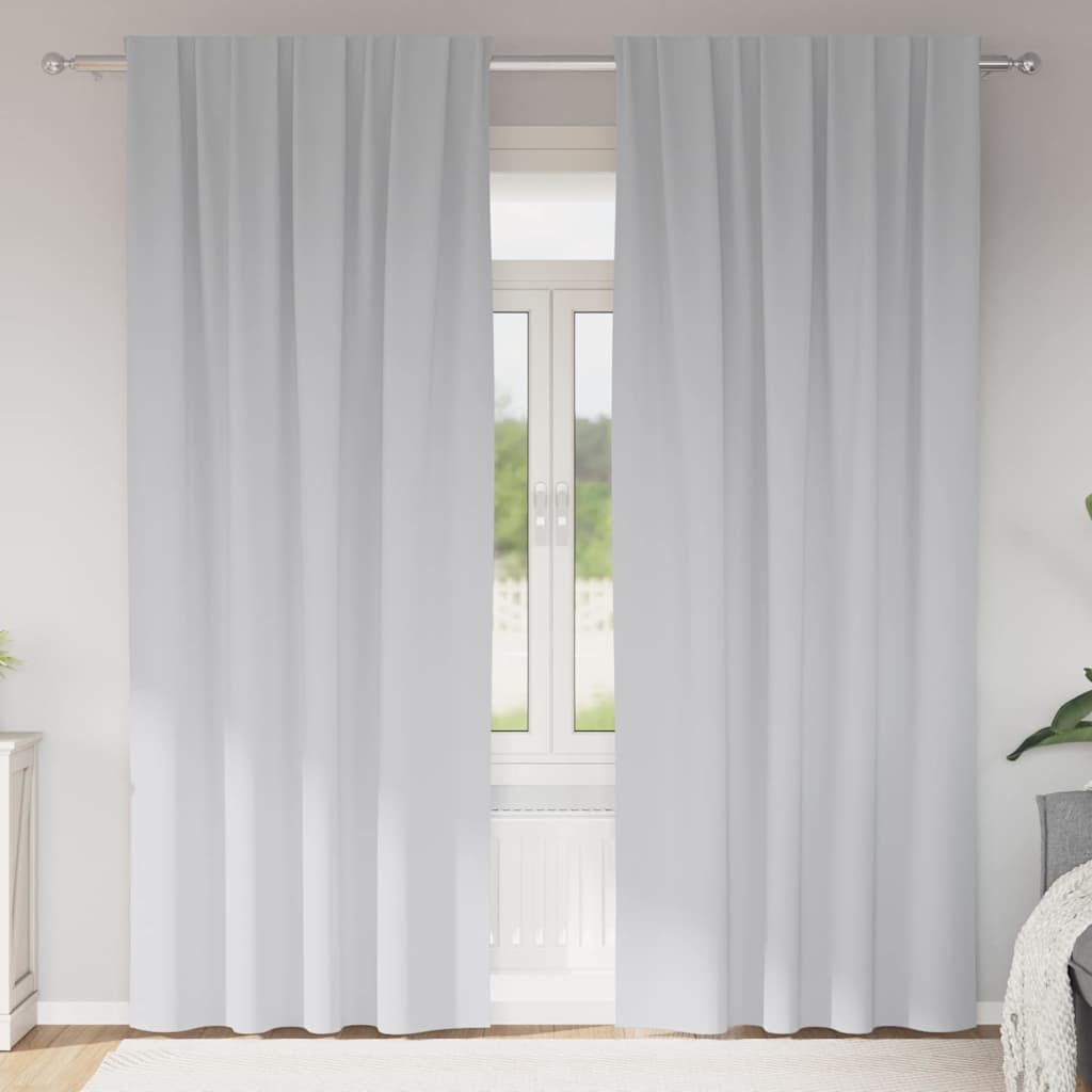 Tende Blackout con Anelli 2 pcs Grigio Chiaro 245 x 140 cm