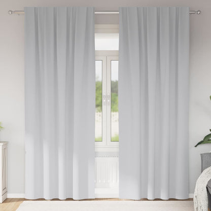 Tende Blackout con Anelli 2 pcs Grigio Chiaro 245 x 140 cm