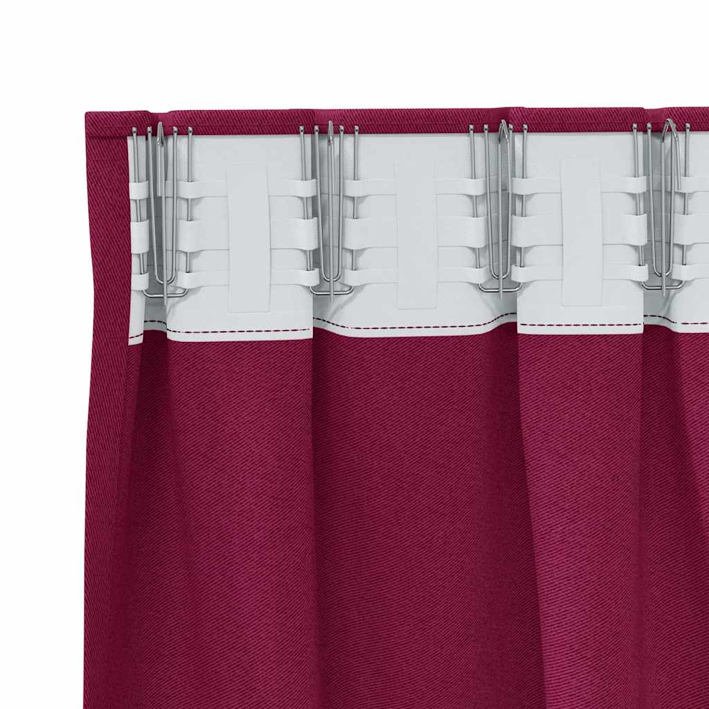 Tende Blackout con Anelli 2 pcs Rosso Vino 140 x 140 cm | homemem39