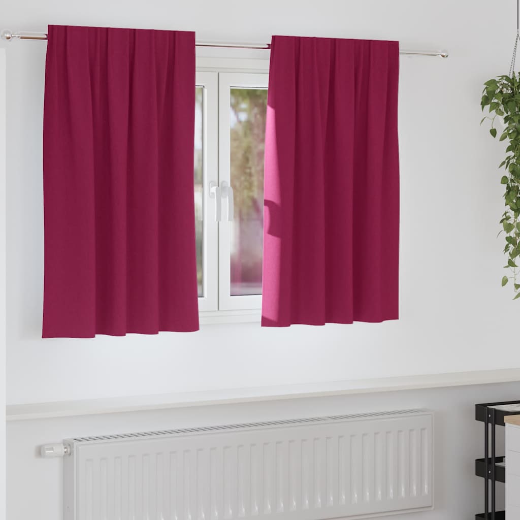 Tende Blackout con Anelli 2 pcs Rosso Vino 140 x 140 cm | homemem39
