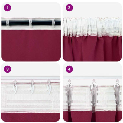 Tende Blackout con Anelli 2 pcs Rosso Vino 245 x 140 cm | homemem39