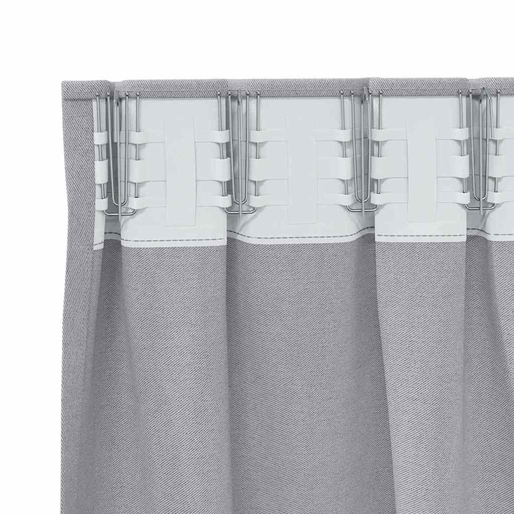 Tende Blackout con Anelli 2 pcs Grigio Metallico 245 x 140 cm | homemem39