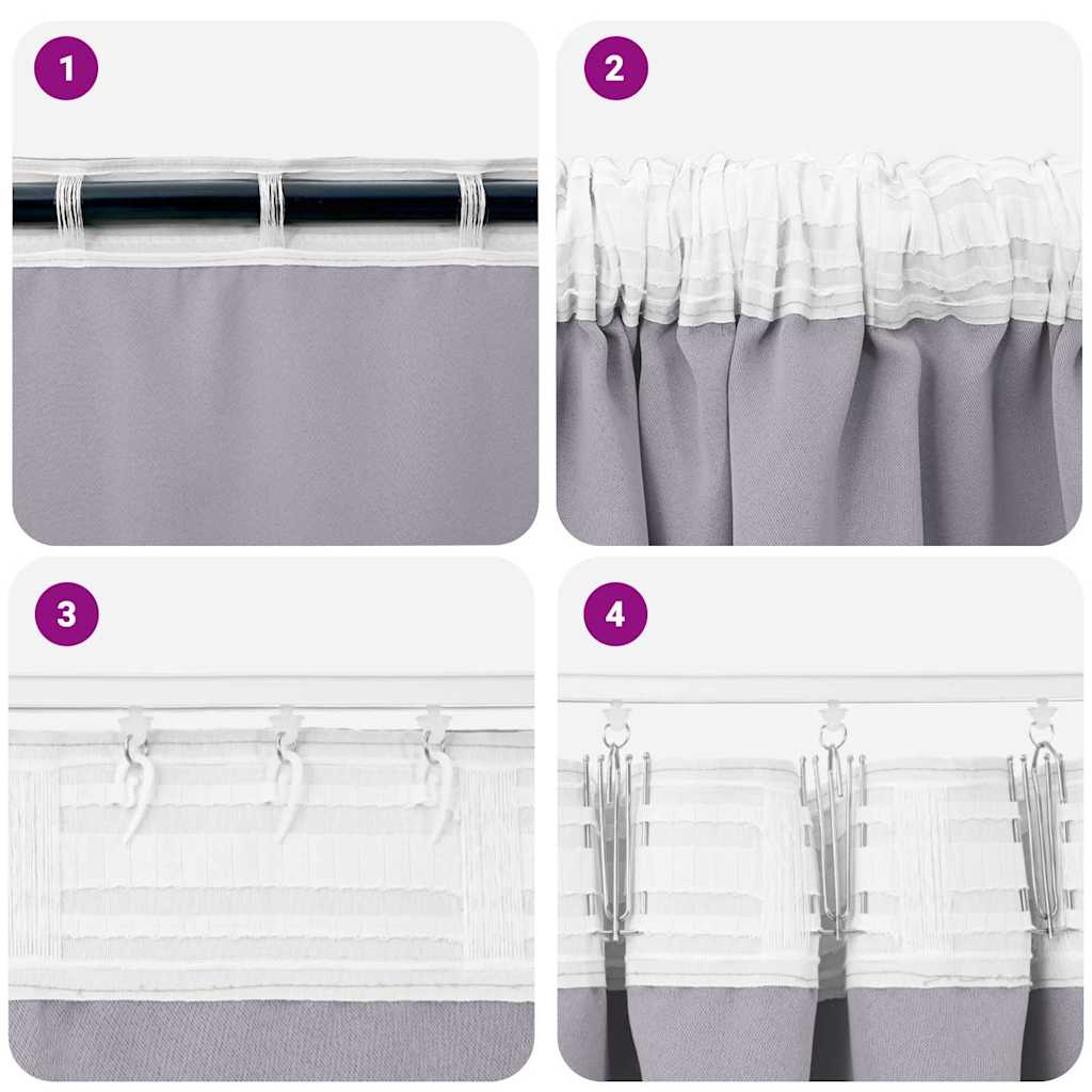 Tende Blackout con Anelli 2 pcs Grigio Metallico 245 x 140 cm | homemem39