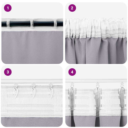 Tende Blackout con Anelli 2 pcs Grigio Metallico 260 x 140 cm | homemem39