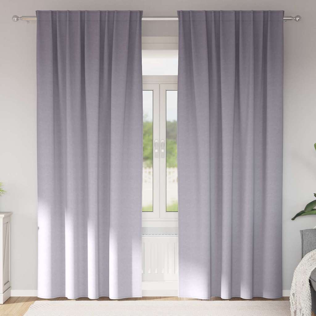 Tende Blackout con Anelli 2 pcs Grigio Metallico 260 x 140 cm | homemem39