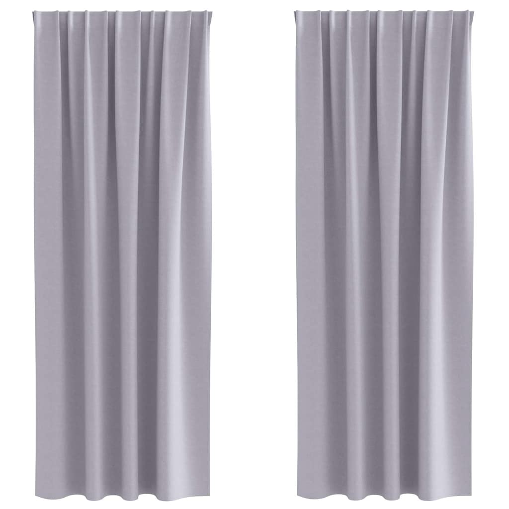 Tende Blackout con Anelli 2 pcs Grigio Metallico 260 x 140 cm | homemem39