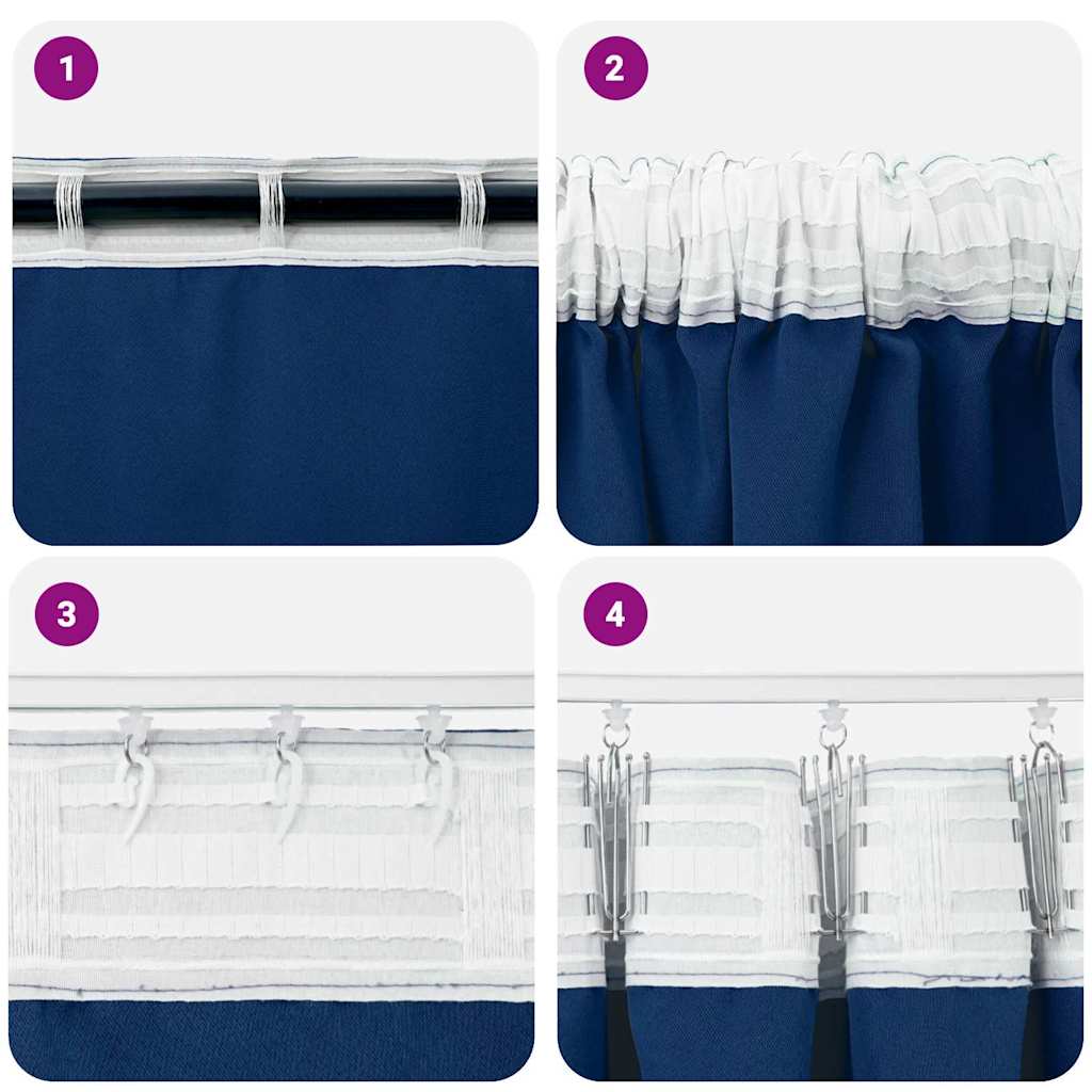 Tende Blackout con Anelli 2 pcs Blu Scuro 140 x 140 cm | homemem39