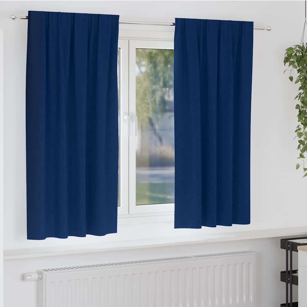 Tende Blackout con Anelli 2 pcs Blu Scuro 175 x 140 cm | homemem39