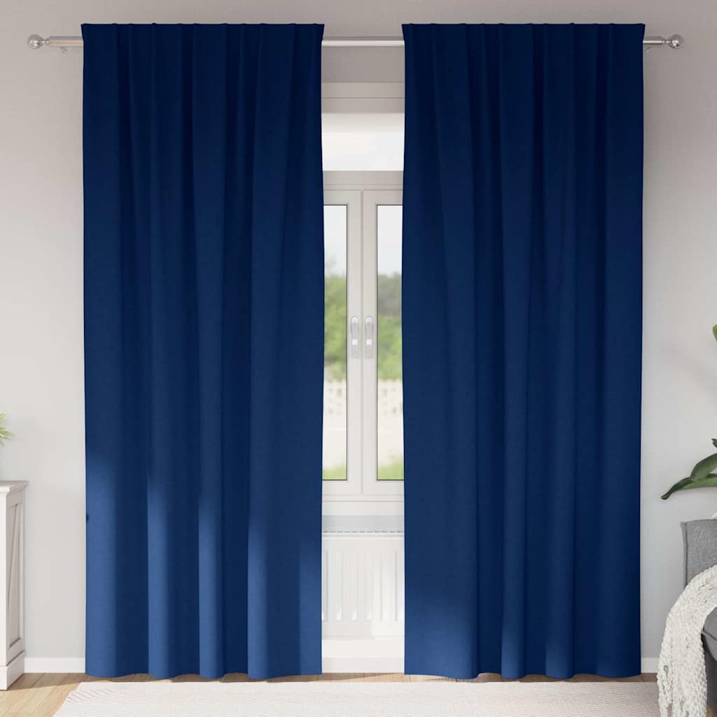 Tende Blackout con Anelli 2 pcs Blu Scuro 225 x 140 cm | homemem39