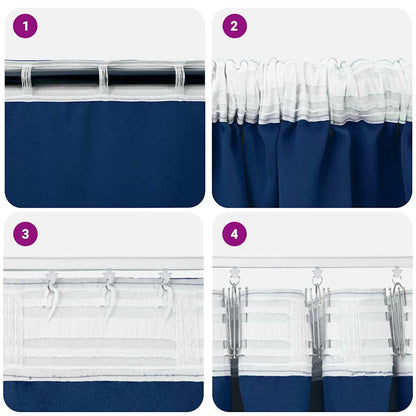 Tende Blackout con Anelli 2 pcs Blu Scuro 260 x 140 cm | homemem39