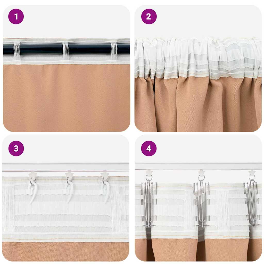 Tende Blackout con Anelli 2 pcs Marrone Chiaro 140 x 140 cm | homemem39