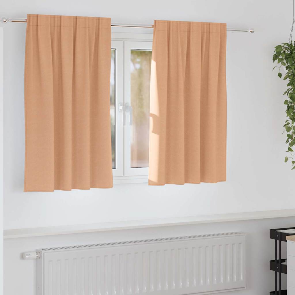 Tende Blackout con Anelli 2 pcs Marrone Chiaro 140 x 140 cm | homemem39