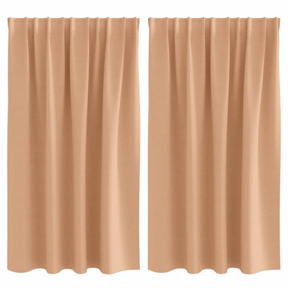 Tende Blackout con Anelli 2 pcs Marrone Chiaro 140 x 140 cm | homemem39