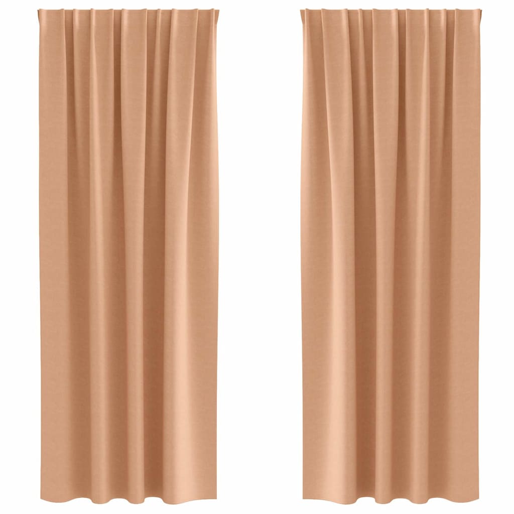 Tende Blackout con Anelli 2 pcs Marrone Chiaro 225 x 140 cm | homemem39