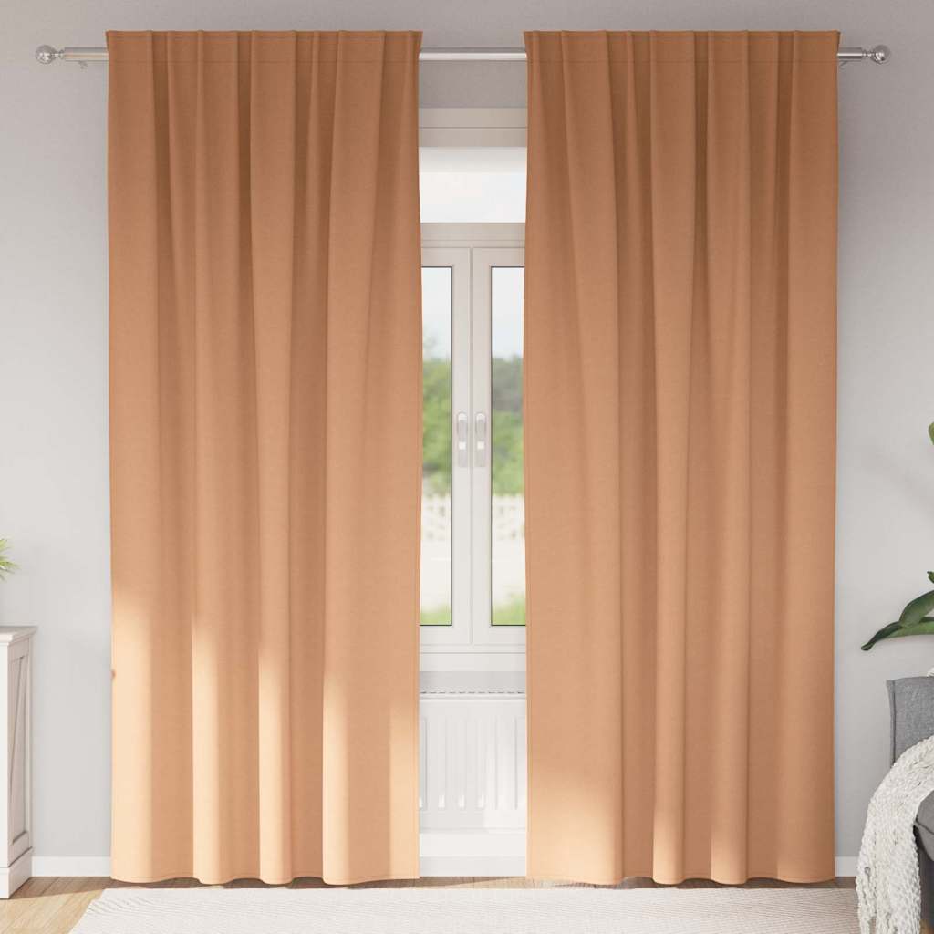 Tende Blackout con Anelli 2 pcs Marrone Chiaro 245 x 140 cm | homemem39
