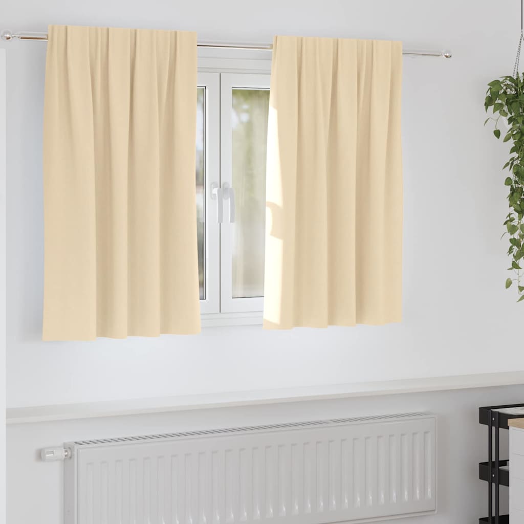 Tende Blackout con Anelli 2 pcs Crema 140 x 140 cm Poliestere | homemem39