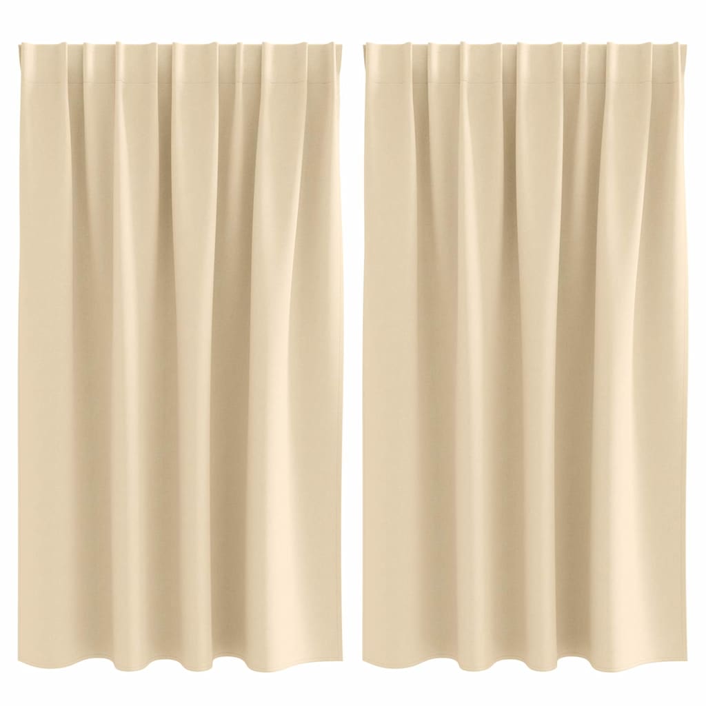 Tende Blackout con Anelli 2 pcs Crema 140 x 140 cm Poliestere | homemem39