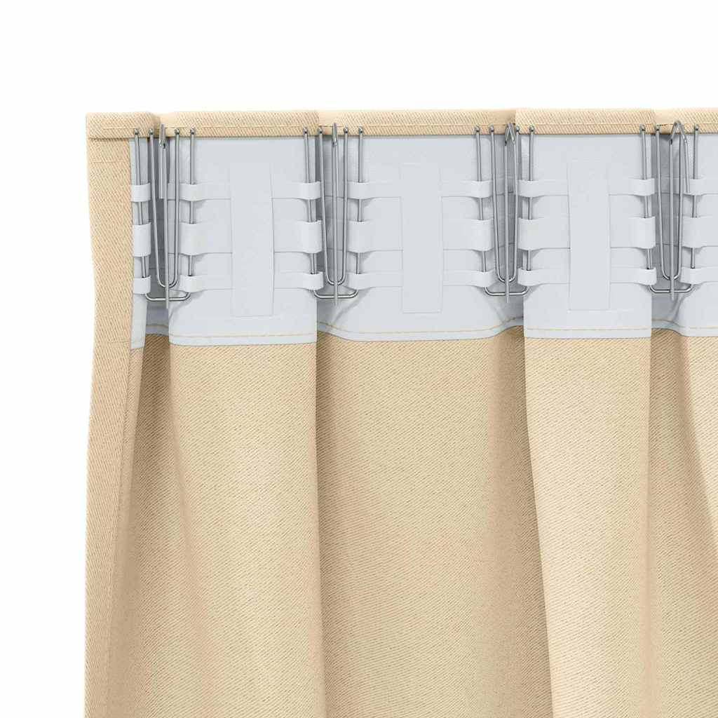 Tende Blackout con Anelli 2 pcs Crema 175 x 140 cm Poliestere | homemem39