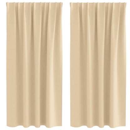Tende Blackout con Anelli 2 pcs Crema 175 x 140 cm Poliestere | homemem39