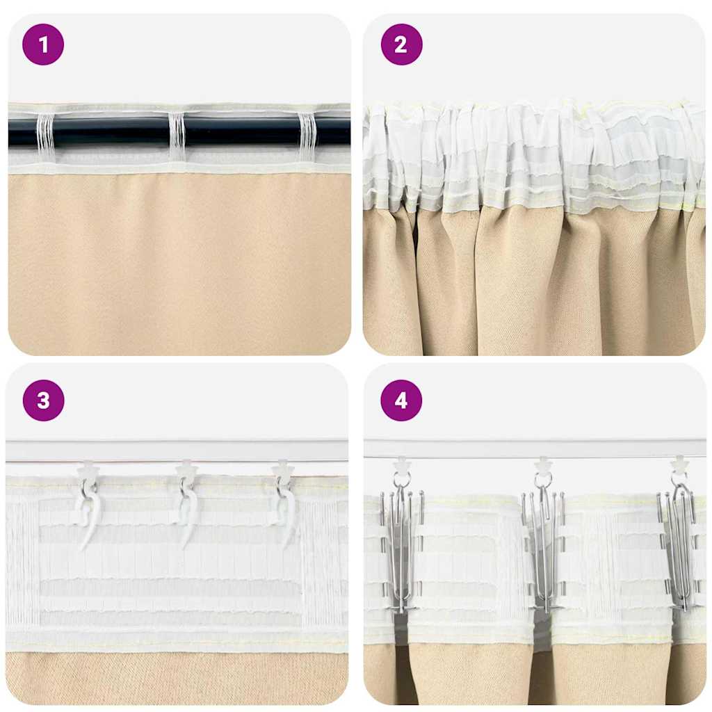 Tende Blackout con Anelli 2 pcs Crema 225 x 140 cm Poliestere | homemem39