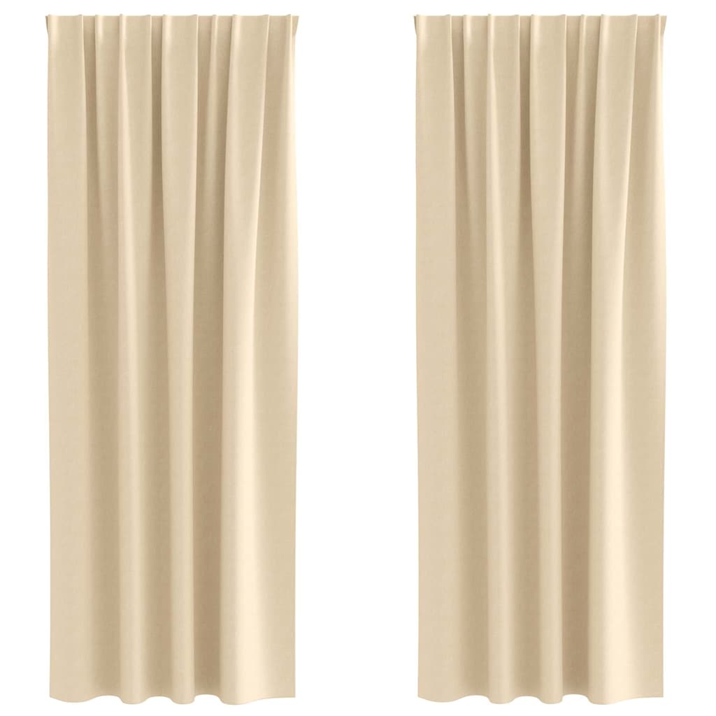 Tende Blackout con Anelli 2 pcs Crema 225 x 140 cm Poliestere | homemem39