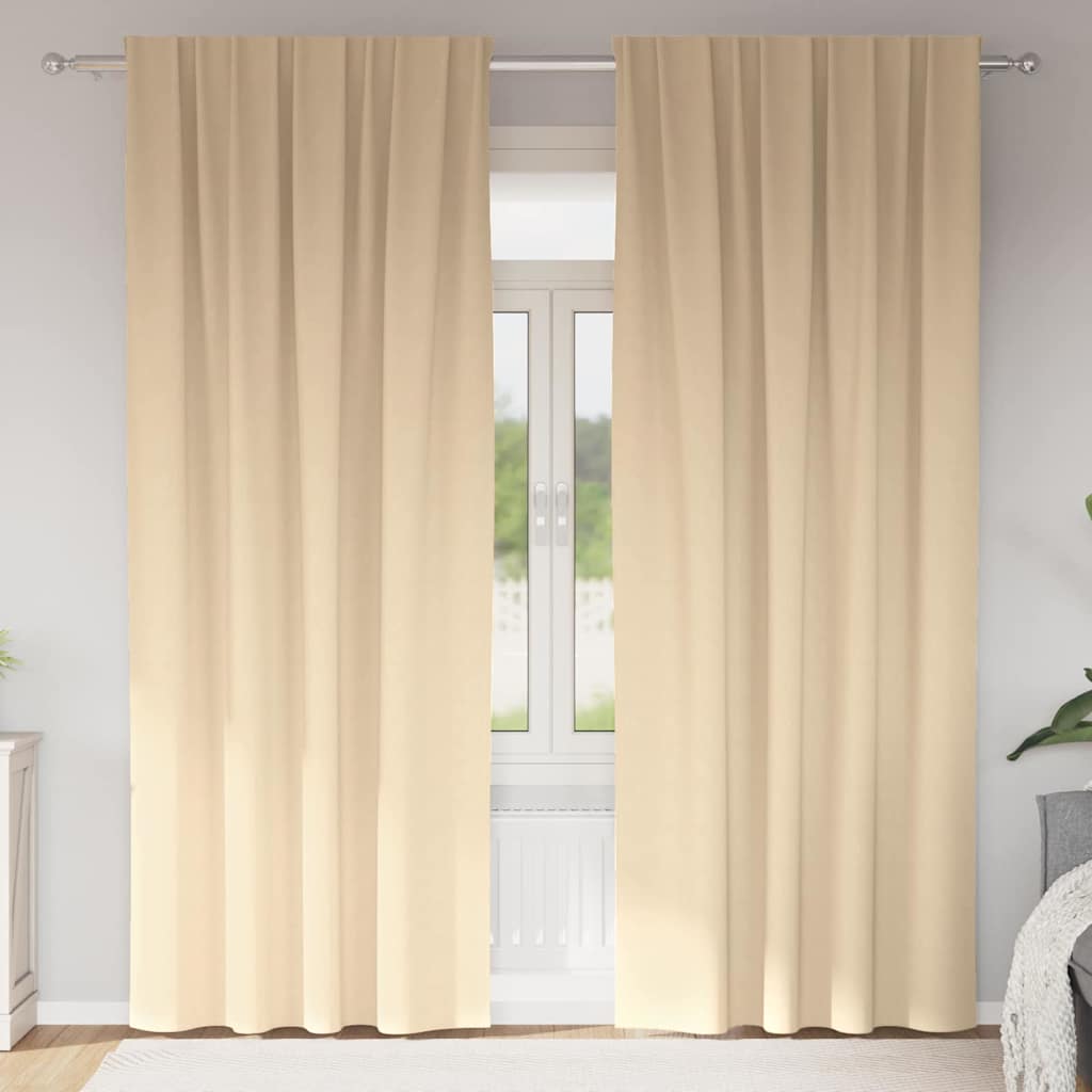 Tende Blackout con Anelli 2 pcs Crema 245 x 140 cm Poliestere | homemem39