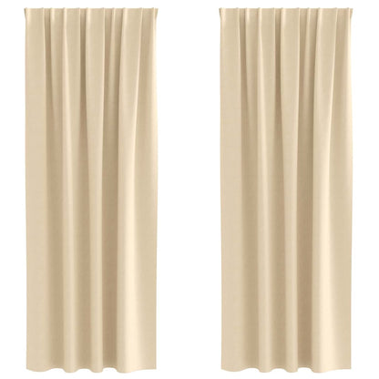 Tende Blackout con Anelli 2 pcs Crema 260 x 140 cm Poliestere | homemem39