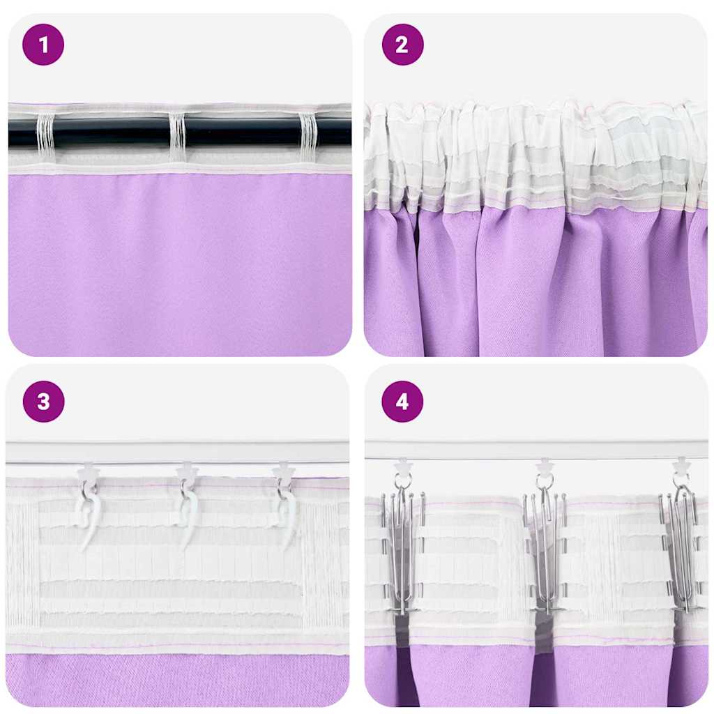 Tende Blackout con Anelli 2 pcs Viola 140 x 140 cm Poliestere | homemem39