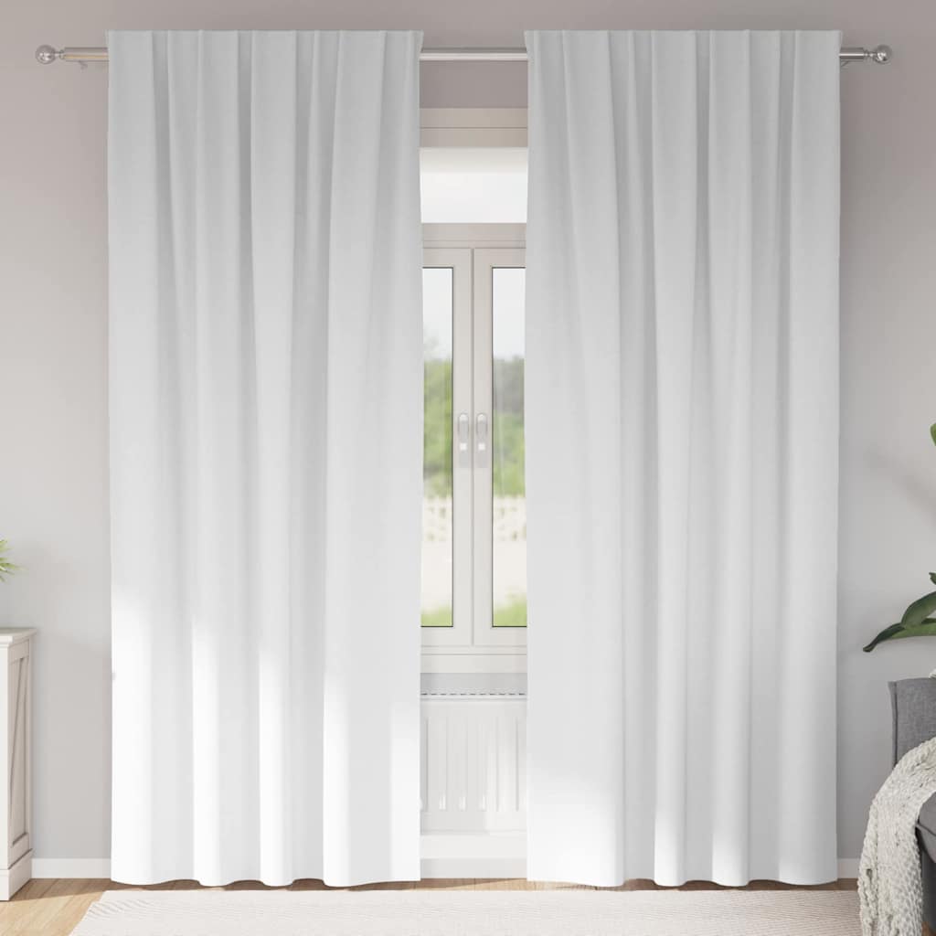 Tende Blackout con Anelli 2 pcs Bianco Puro 225 x 140 cm | homemem39