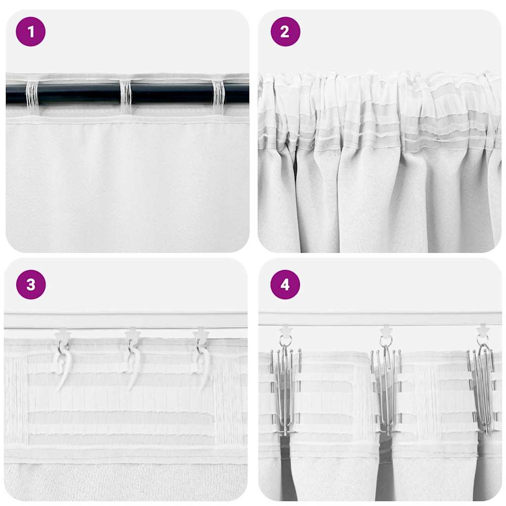 Tende Blackout con Anelli 2 pcs Bianco Puro 245 x 140 cm | homemem39
