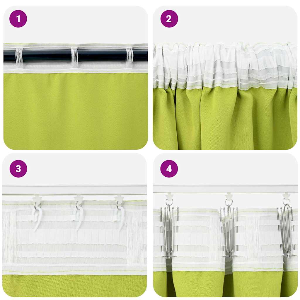 Tende Blackout con Anelli 2 pcs Verde 225 x 140 cm Poliestere | homemem39