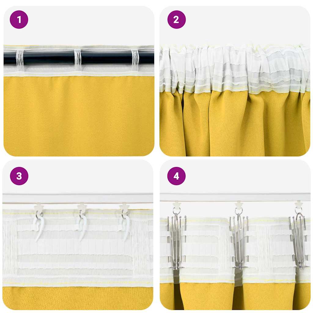 Tende Blackout con Anelli 2 pcs Giallo senape 225 x 140 cm | homemem39