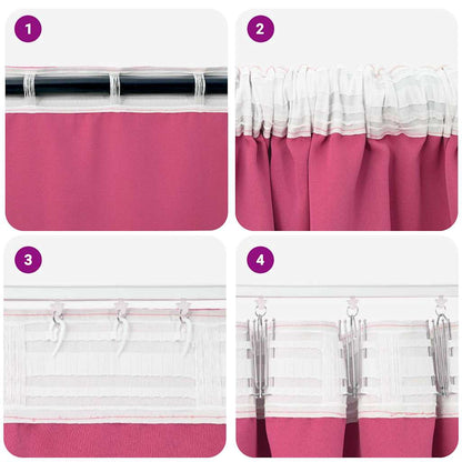 Tende Blackout con Anelli 2 pcs Rosa Vivo 140 x 140 cm