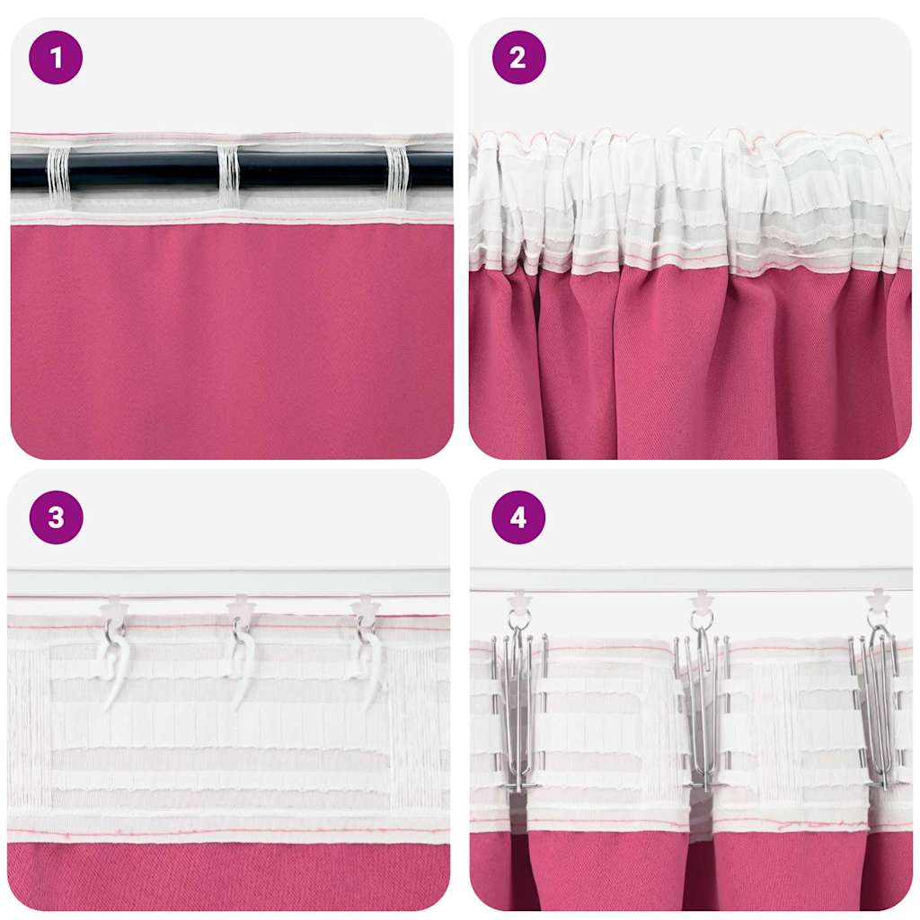 Tende Blackout con Anelli 2 pcs Rosa Vivo 260 x 140 cm | homemem39