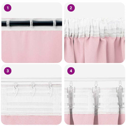 Tende Blackout con Anelli 2 pcs Rosa baby 140 x 140 cm | homemem39