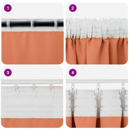 Tende Blackout con Anelli 2 pcs Terracotta 260 x 140 cm | homemem39