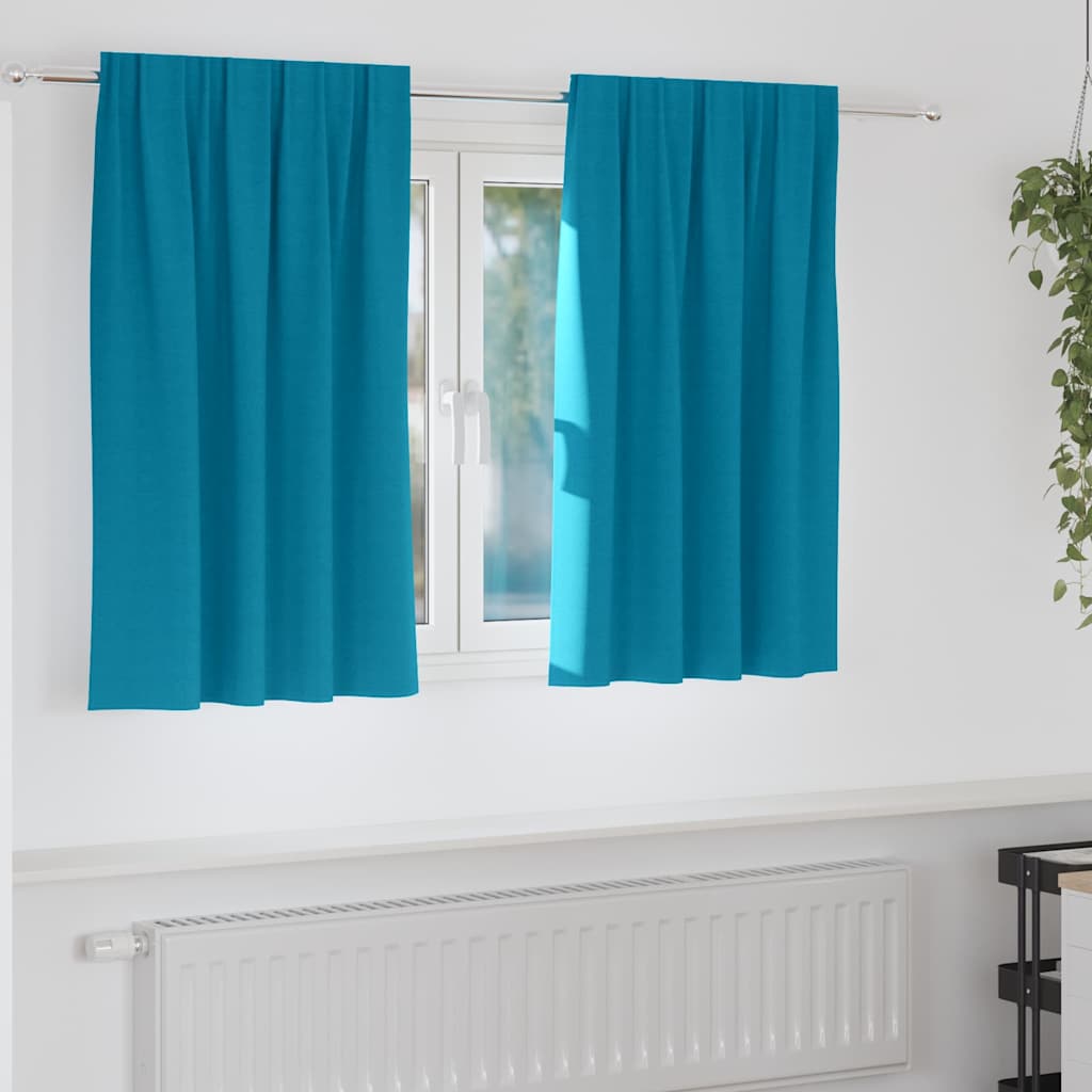 Tende Blackout con Anelli 2 pcs Turchese 140 x 140 cm | homemem39