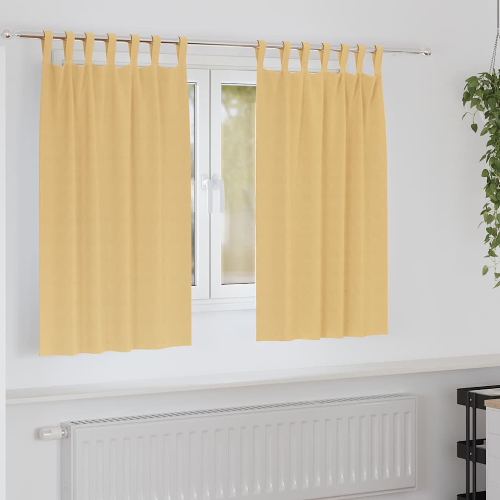 Tende Blackout con Anelli 2 pcs Beige 140 x 140 cm Poliestere | homemem39