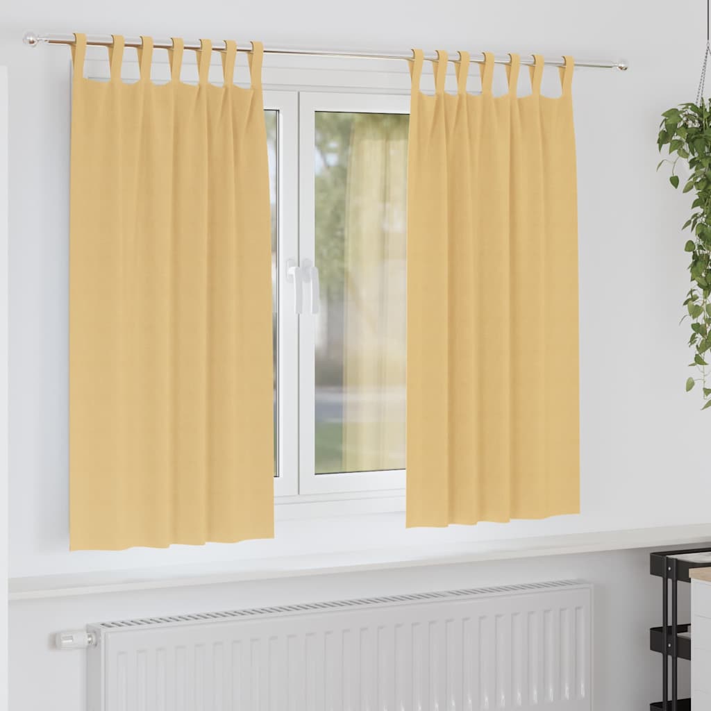 Tende Blackout con Anelli 2 pcs Beige 175 x 140 cm Poliestere | homemem39
