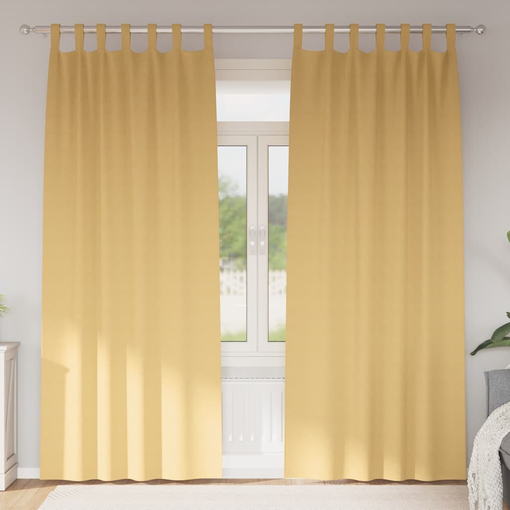 Tende Blackout con Anelli 2 pcs Beige 225 x 140 cm Poliestere