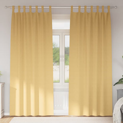 Tende Blackout con Anelli 2 pcs Beige 225 x 140 cm Poliestere