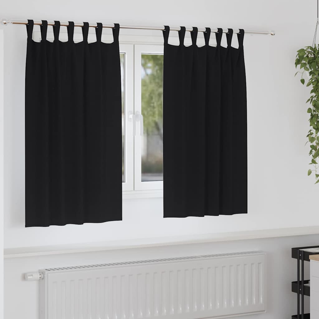 Tende Blackout con Anelli 2 pcs Nero 140 x 140 cm Poliestere | homemem39