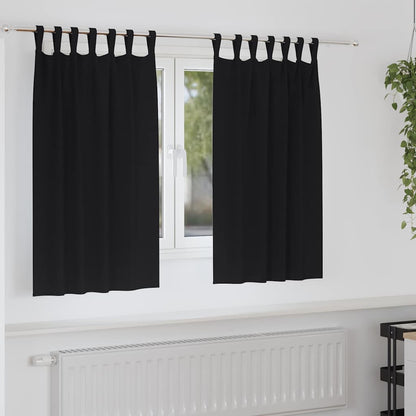 Tende Blackout con Anelli 2 pcs Nero 140 x 140 cm Poliestere | homemem39