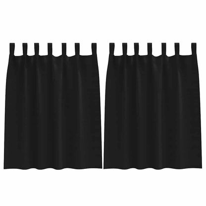 Tende Blackout con Anelli 2 pcs Nero 140 x 140 cm Poliestere | homemem39