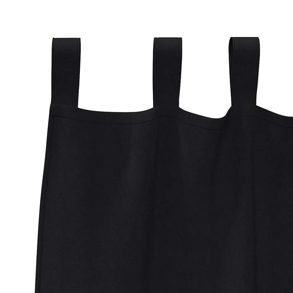 Tende Blackout con Anelli 2 pcs Nero 175 x 140 cm Poliestere | homemem39