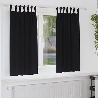 Tende Blackout con Anelli 2 pcs Nero 175 x 140 cm Poliestere | homemem39